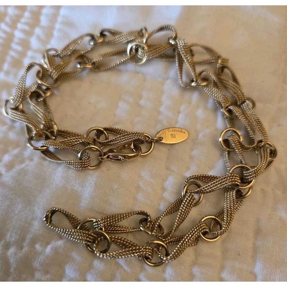 Vintage Guy LaRoche Chunky Gold Tone Chain Necklace Paris 24" Signed